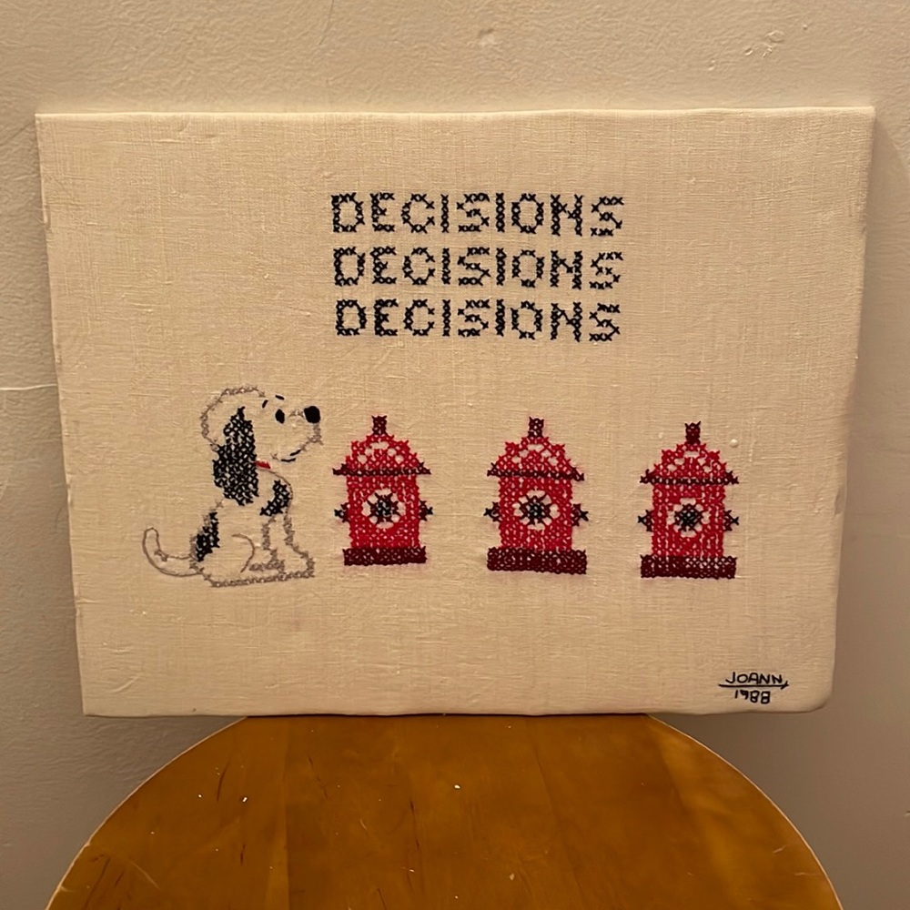 Vintage Dog Cross Stitch Piece Handmade